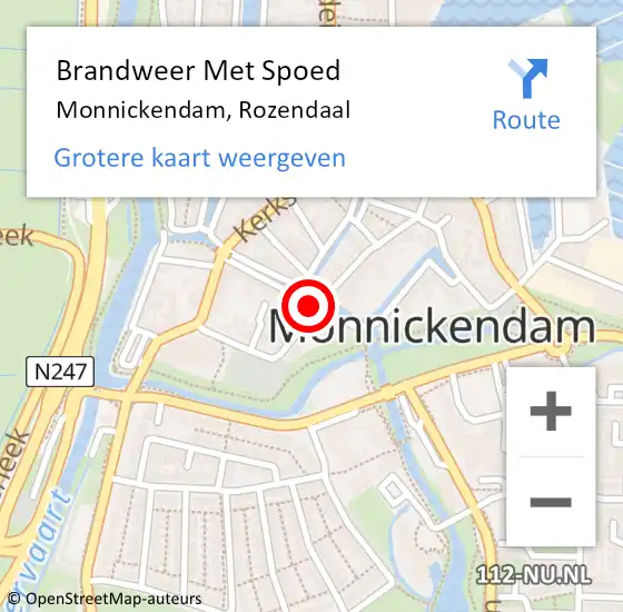 Locatie op kaart van de 112 melding: Brandweer Met Spoed Naar Monnickendam, Rozendaal op 29 juni 2024 16:46