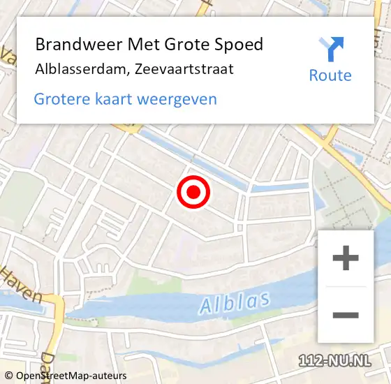 Locatie op kaart van de 112 melding: Brandweer Met Grote Spoed Naar Alblasserdam, Zeevaartstraat op 29 juni 2024 16:49