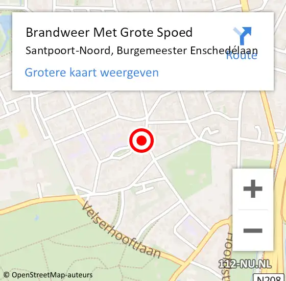 Locatie op kaart van de 112 melding: Brandweer Met Grote Spoed Naar Santpoort-Noord, Burgemeester Enschedélaan op 29 juni 2024 16:57