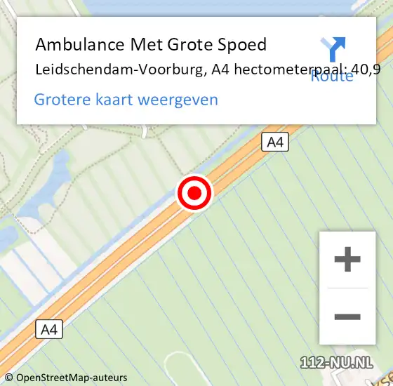 Locatie op kaart van de 112 melding: Ambulance Met Grote Spoed Naar Leidschendam-Voorburg, A4 hectometerpaal: 40,9 op 29 juni 2024 16:58