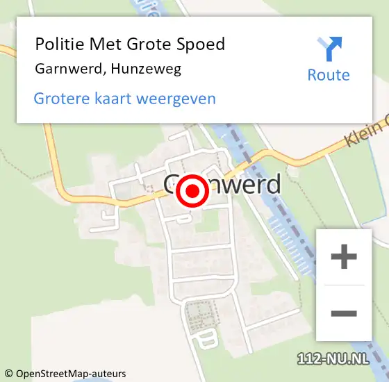 Locatie op kaart van de 112 melding: Politie Met Grote Spoed Naar Garnwerd, Hunzeweg op 29 juni 2024 17:09