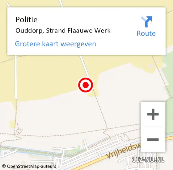 Locatie op kaart van de 112 melding: Politie Ouddorp, Strand Flaauwe Werk op 29 juni 2024 17:15