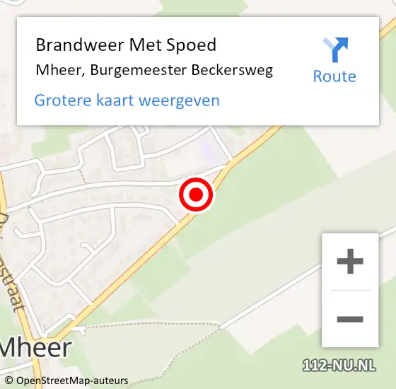 Locatie op kaart van de 112 melding: Brandweer Met Spoed Naar Mheer, Burgemeester Beckersweg op 29 juni 2024 17:17