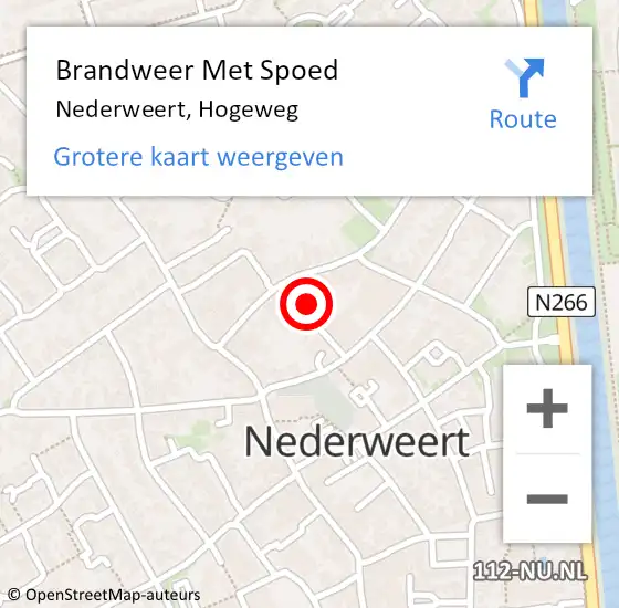 Locatie op kaart van de 112 melding: Brandweer Met Spoed Naar Nederweert, Hogeweg op 29 juni 2024 17:29