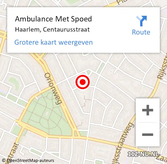 Locatie op kaart van de 112 melding: Ambulance Met Spoed Naar Haarlem, Centaurusstraat op 29 juni 2024 17:30