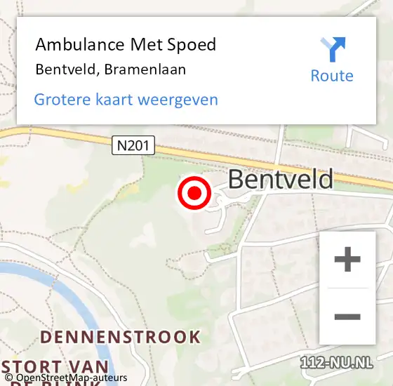 Locatie op kaart van de 112 melding: Ambulance Met Spoed Naar Bentveld, Bramenlaan op 29 juni 2024 17:57