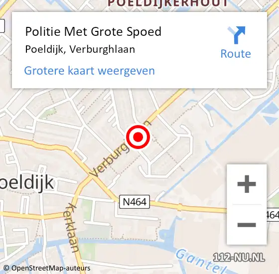 Locatie op kaart van de 112 melding: Politie Met Grote Spoed Naar Poeldijk, Verburghlaan op 29 juni 2024 17:59