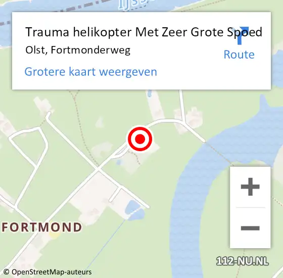 Locatie op kaart van de 112 melding: Trauma helikopter Met Zeer Grote Spoed Naar Olst, Fortmonderweg op 29 juni 2024 18:03
