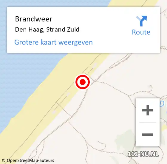 Locatie op kaart van de 112 melding: Brandweer Den Haag, Strand Zuid op 29 juni 2024 18:08