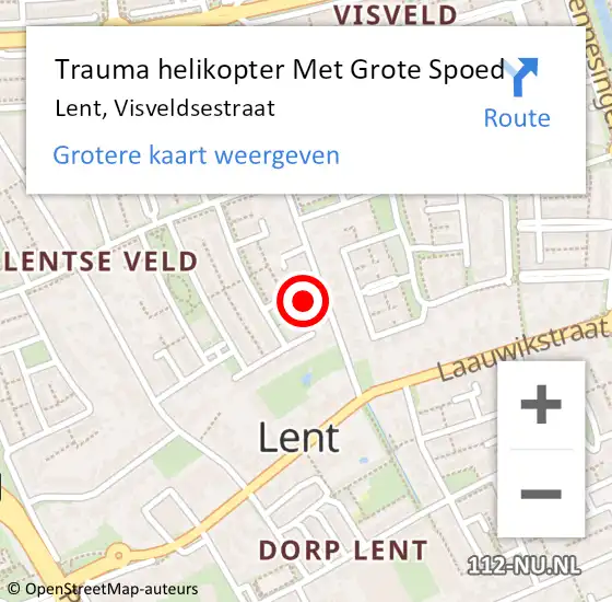Locatie op kaart van de 112 melding: Trauma helikopter Met Grote Spoed Naar Lent, Visveldsestraat op 29 juni 2024 18:25