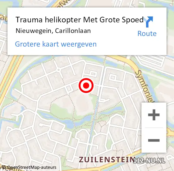 Locatie op kaart van de 112 melding: Trauma helikopter Met Grote Spoed Naar Nieuwegein, Carillonlaan op 29 juni 2024 18:34