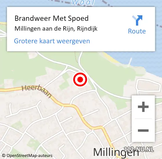 Locatie op kaart van de 112 melding: Brandweer Met Spoed Naar Millingen aan de Rijn, Rijndijk op 29 juni 2024 18:36