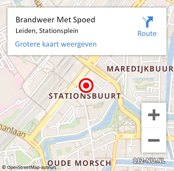 Locatie op kaart van de 112 melding: Brandweer Met Spoed Naar Leiden, Stationsplein op 29 juni 2024 18:37