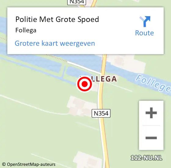 Locatie op kaart van de 112 melding: Politie Met Grote Spoed Naar Follega op 29 juni 2024 18:40