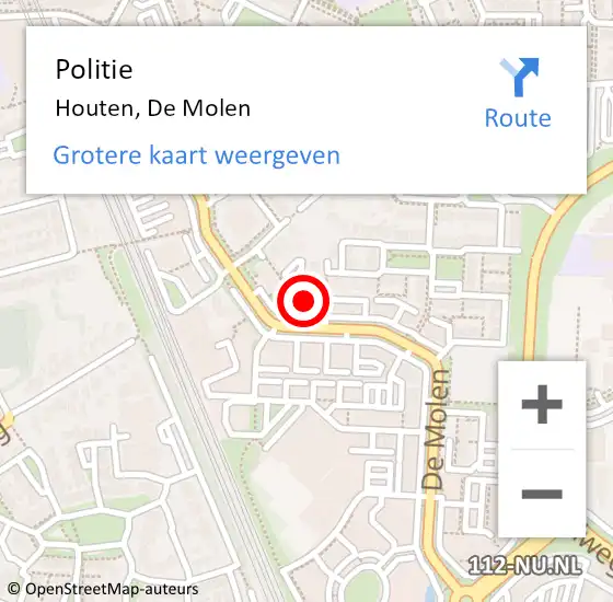 Locatie op kaart van de 112 melding: Politie Houten, De Molen op 29 juni 2024 18:48