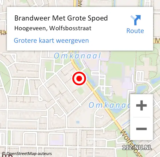 Locatie op kaart van de 112 melding: Brandweer Met Grote Spoed Naar Hoogeveen, Wolfsbosstraat op 29 juni 2024 18:51