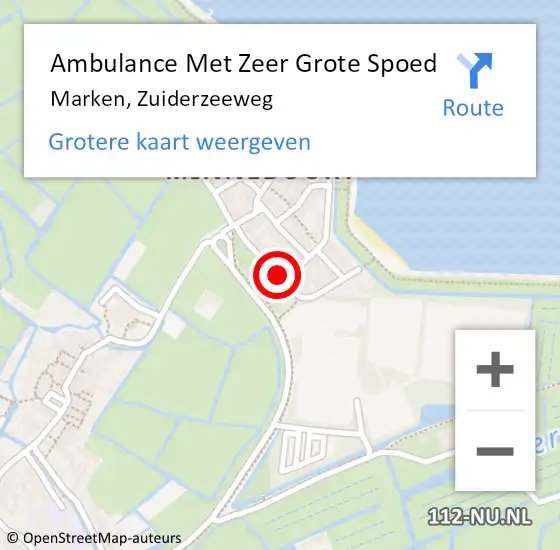 Locatie op kaart van de 112 melding: Ambulance Met Zeer Grote Spoed Naar Marken, Zuiderzeeweg op 29 juni 2024 18:54