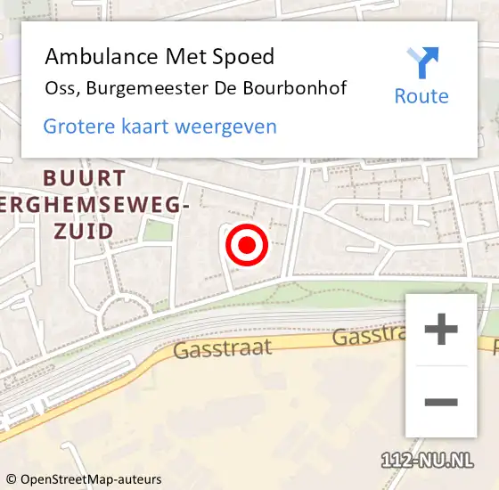 Locatie op kaart van de 112 melding: Ambulance Met Spoed Naar Oss, Burgemeester De Bourbonhof op 11 oktober 2014 09:34