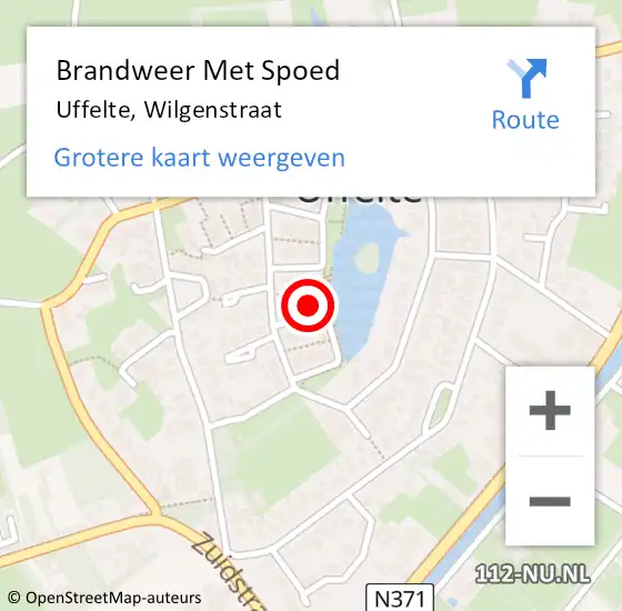 Locatie op kaart van de 112 melding: Brandweer Met Spoed Naar Uffelte, Wilgenstraat op 29 juni 2024 19:03