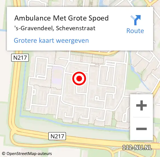 Locatie op kaart van de 112 melding: Ambulance Met Grote Spoed Naar 's-Gravendeel, Schevenstraat op 29 juni 2024 19:04