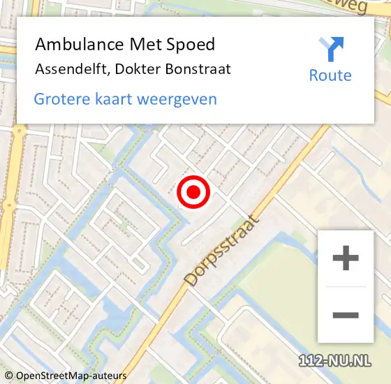 Locatie op kaart van de 112 melding: Ambulance Met Spoed Naar Assendelft, Dokter Bonstraat op 29 juni 2024 19:21