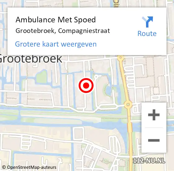 Locatie op kaart van de 112 melding: Ambulance Met Spoed Naar Grootebroek, Compagniestraat op 29 juni 2024 19:27