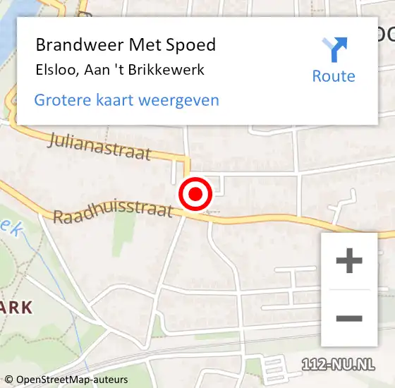 Locatie op kaart van de 112 melding: Brandweer Met Spoed Naar Elsloo, Aan 't Brikkewerk op 29 juni 2024 19:57