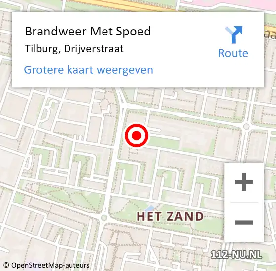 Locatie op kaart van de 112 melding: Brandweer Met Spoed Naar Tilburg, Drijverstraat op 29 juni 2024 20:05