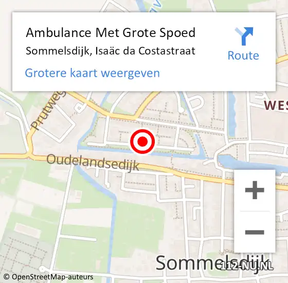 Locatie op kaart van de 112 melding: Ambulance Met Grote Spoed Naar Sommelsdijk, Isaäc da Costastraat op 29 juni 2024 20:15