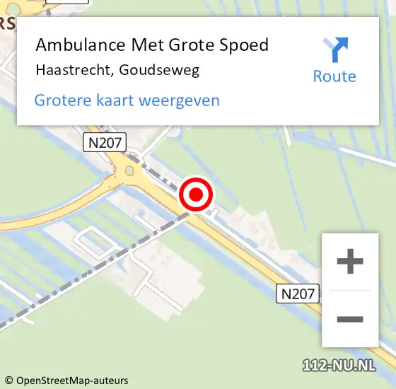 Locatie op kaart van de 112 melding: Ambulance Met Grote Spoed Naar Haastrecht, Goudseweg op 29 juni 2024 20:17