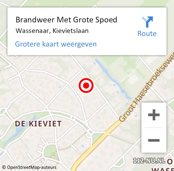 Locatie op kaart van de 112 melding: Brandweer Met Grote Spoed Naar Wassenaar, Kievietslaan op 29 juni 2024 20:19