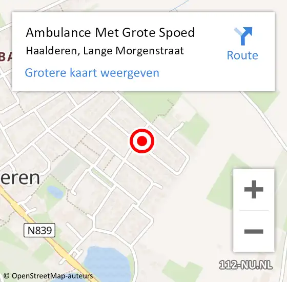 Locatie op kaart van de 112 melding: Ambulance Met Grote Spoed Naar Haalderen, Lange Morgenstraat op 11 oktober 2014 09:46