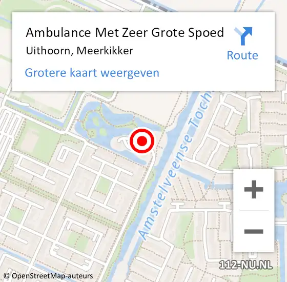 Locatie op kaart van de 112 melding: Ambulance Met Zeer Grote Spoed Naar Uithoorn, Meerkikker op 29 juni 2024 20:27