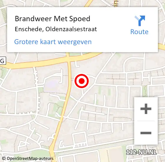 Locatie op kaart van de 112 melding: Brandweer Met Spoed Naar Enschede, Oldenzaalsestraat op 29 juni 2024 20:28