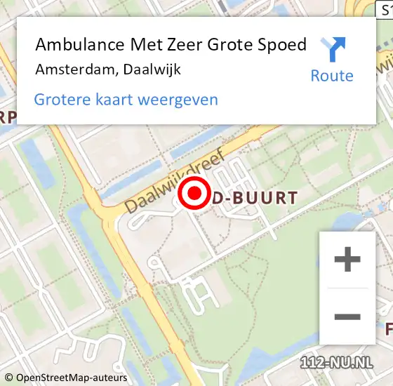 Locatie op kaart van de 112 melding: Ambulance Met Zeer Grote Spoed Naar Amsterdam, Daalwijk op 29 juni 2024 20:47