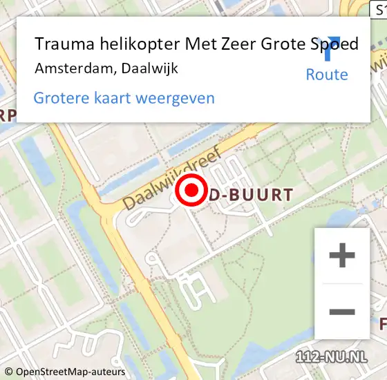 Locatie op kaart van de 112 melding: Trauma helikopter Met Zeer Grote Spoed Naar Amsterdam, Daalwijk op 29 juni 2024 20:47