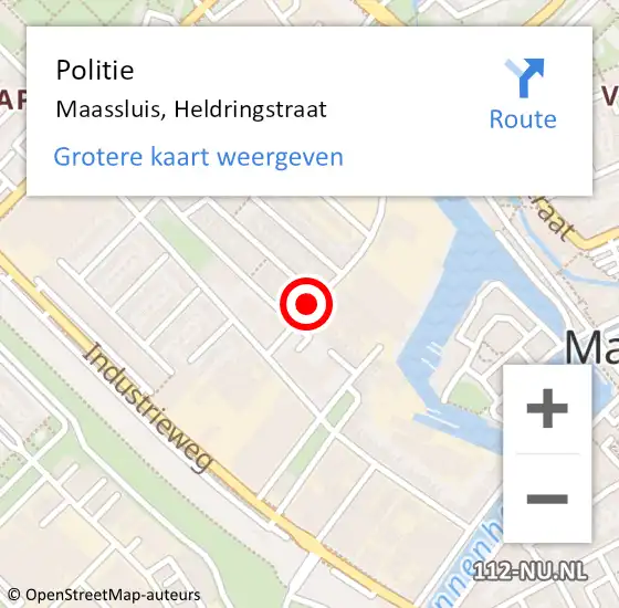 Locatie op kaart van de 112 melding: Politie Maassluis, Heldringstraat op 29 juni 2024 20:48