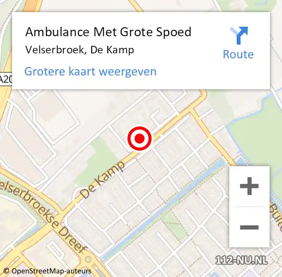 Locatie op kaart van de 112 melding: Ambulance Met Grote Spoed Naar Velserbroek, De Kamp op 29 juni 2024 20:49