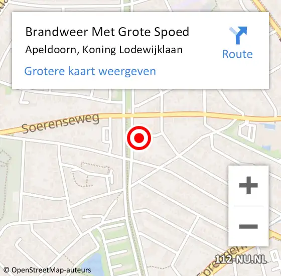 Locatie op kaart van de 112 melding: Brandweer Met Grote Spoed Naar Apeldoorn, Koning Lodewijklaan op 29 juni 2024 20:49