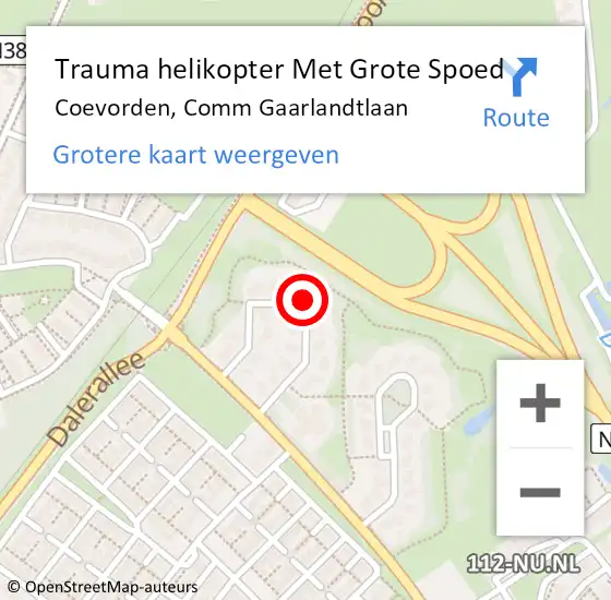 Locatie op kaart van de 112 melding: Trauma helikopter Met Grote Spoed Naar Coevorden, Comm Gaarlandtlaan op 29 juni 2024 20:55
