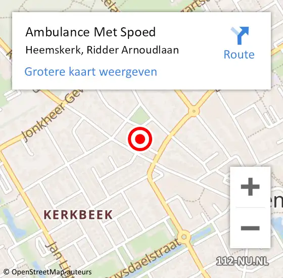 Locatie op kaart van de 112 melding: Ambulance Met Spoed Naar Heemskerk, Ridder Arnoudlaan op 29 juni 2024 21:00