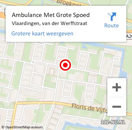 Locatie op kaart van de 112 melding: Ambulance Met Grote Spoed Naar Vlaardingen, van der Werffstraat op 29 juni 2024 21:27