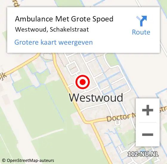 Locatie op kaart van de 112 melding: Ambulance Met Grote Spoed Naar Westwoud, Schakelstraat op 17 oktober 2013 10:37