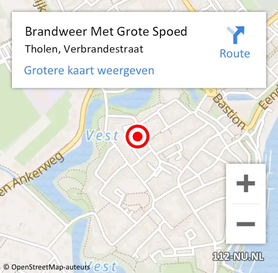 Locatie op kaart van de 112 melding: Brandweer Met Grote Spoed Naar Tholen, Verbrandestraat op 11 oktober 2014 09:55