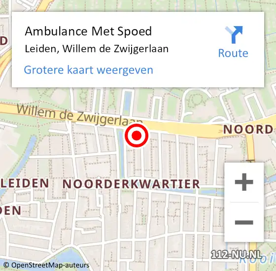 Locatie op kaart van de 112 melding: Ambulance Met Spoed Naar Leiden, Willem de Zwijgerlaan op 29 juni 2024 21:45