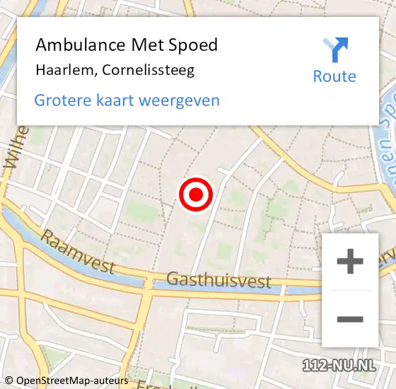 Locatie op kaart van de 112 melding: Ambulance Met Spoed Naar Haarlem, Cornelissteeg op 29 juni 2024 21:46