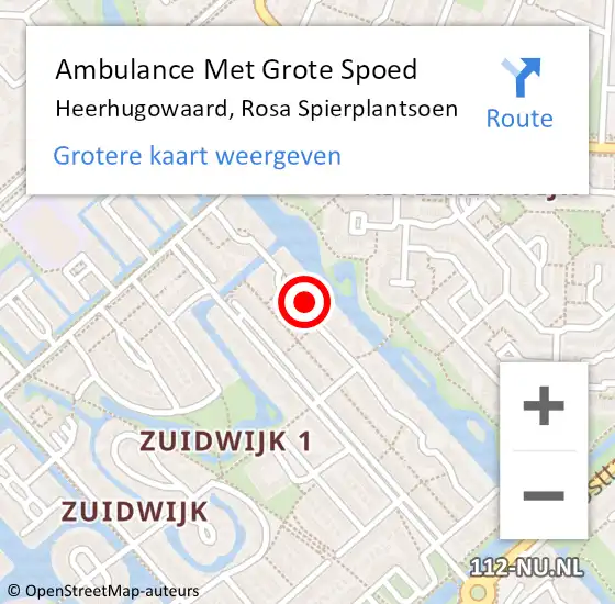 Locatie op kaart van de 112 melding: Ambulance Met Grote Spoed Naar Heerhugowaard, Rosa Spierplantsoen op 29 juni 2024 21:49