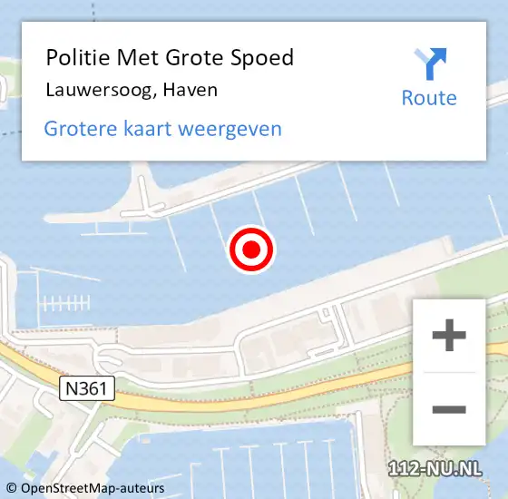 Locatie op kaart van de 112 melding: Politie Met Grote Spoed Naar Lauwersoog, Haven op 29 juni 2024 21:59