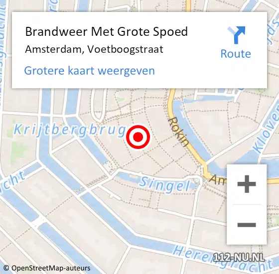 Locatie op kaart van de 112 melding: Brandweer Met Grote Spoed Naar Amsterdam, Voetboogstraat op 29 juni 2024 22:09