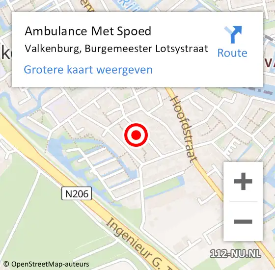 Locatie op kaart van de 112 melding: Ambulance Met Spoed Naar Valkenburg, Burgemeester Lotsystraat op 29 juni 2024 22:23